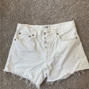 AGOLDE Parker Long White Denim Shorts